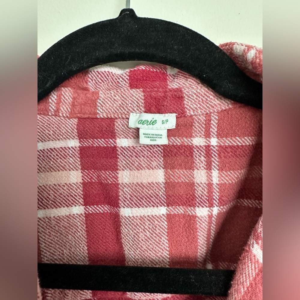 Aerie Pink Plaid Button-Down Shirt As Is | Wash wear - Picture 4 of 10